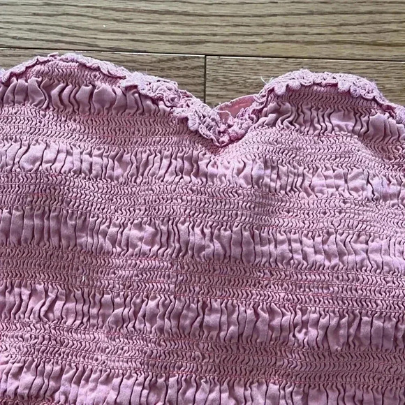 [L]Kimchi Blue -Urban Outfitters Pink Eyelet Strapless  Mini Dress - Picture 2 of 9